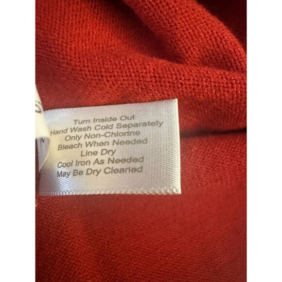 Boston Proper Red Embellished Illusion Neck Soft Knit Sweater Size S Top Shirt - Picture 7 of 7